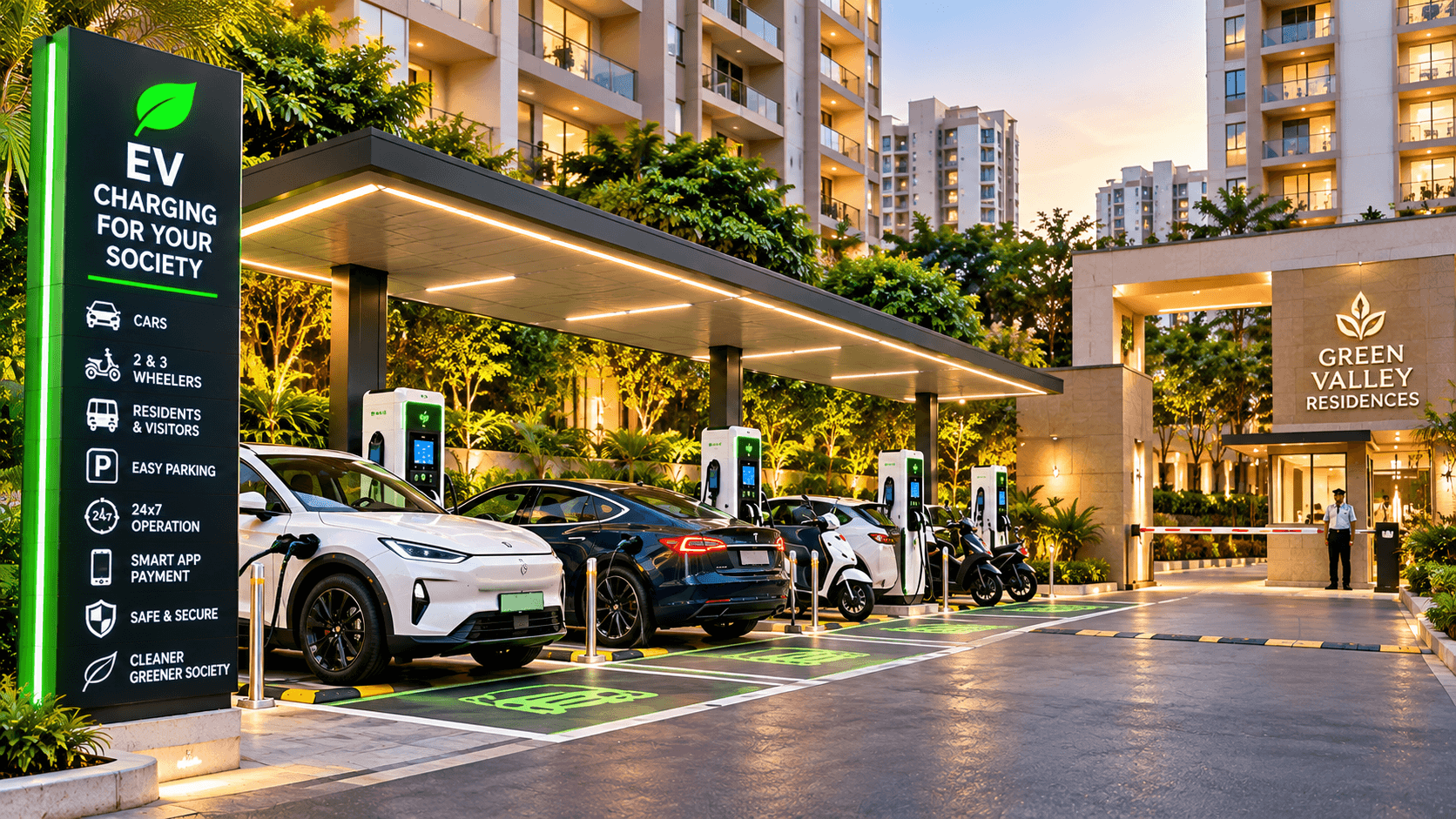 EV charging in a residential parking area